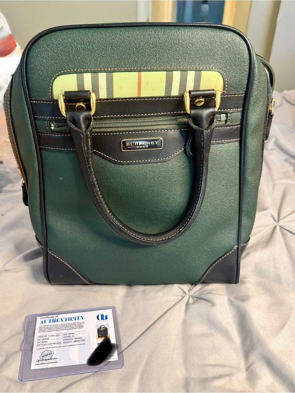 Burberry Golf Green Nova Check Structured Handbag – Authenticated